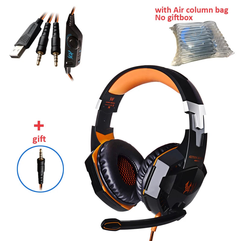 Casque Gaming G2000 – Son stéréo, basses profondes, casque filaire avec éclairage et microphone pour PS5, PS4, XBOX, PC, ordinateur portable