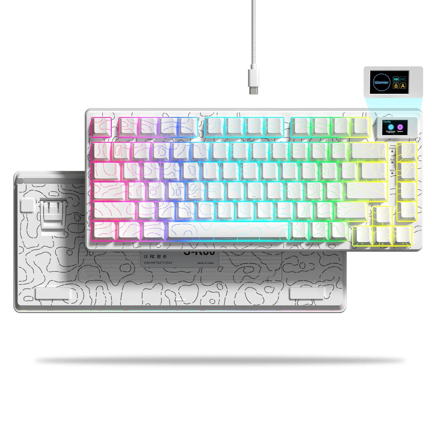 Womier SK80 – Clavier mécanique 75% RGB Hot-Swap petit écran personnalisable
