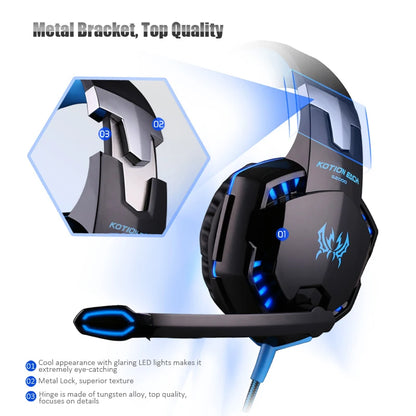 Casque Gaming G2000 – Son stéréo, basses profondes, casque filaire avec éclairage et microphone pour PS5, PS4, XBOX, PC, ordinateur portable