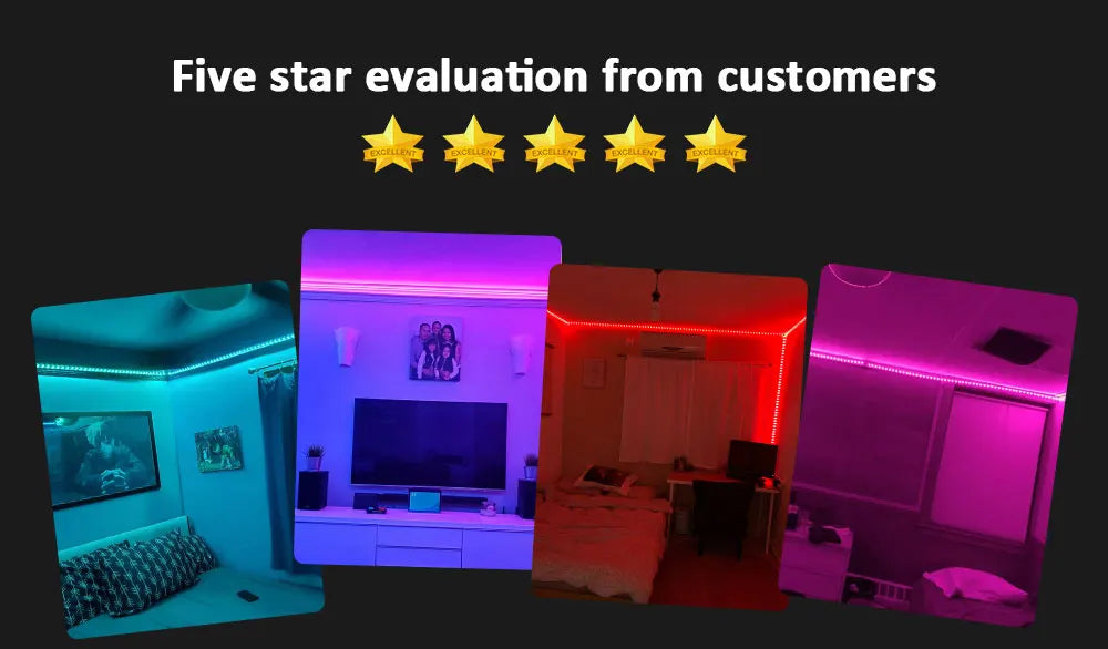 Bande LED intelligente avec contrôle via application, lumières RGB pour chambre, changement de couleur synchronisé avec la musique