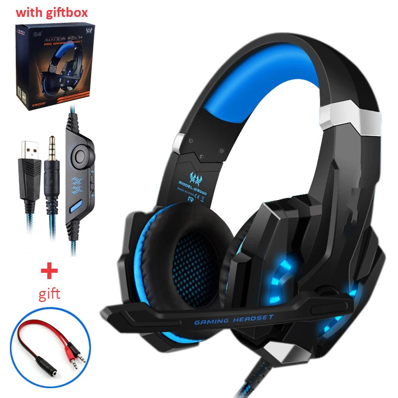 Casque Gaming G2000 – Son stéréo, basses profondes, casque filaire avec éclairage et microphone pour PS5, PS4, XBOX, PC, ordinateur portable
