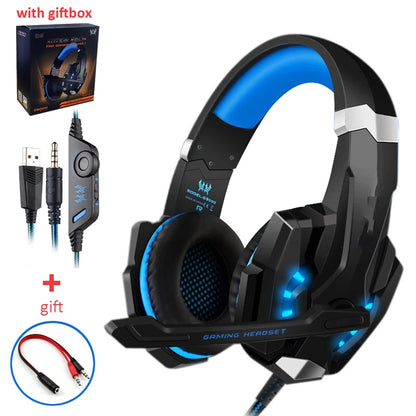 Casque Gaming G2000 – Son stéréo, basses profondes, casque filaire avec éclairage et microphone pour PS5, PS4, XBOX, PC, ordinateur portable