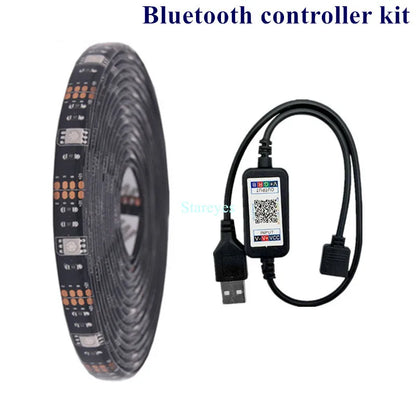 Bande LED RGB SMD 5050, bande lumineuse LED DC 5V USB, flexible, IP20/IP65 étanche, 1 m, 2 m, 3 m, 4 m, 5 m, avec télécommande pour arrière-plan TV.