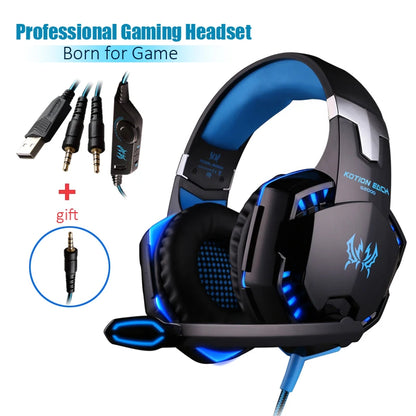 Casque Gaming G2000 – Son stéréo, basses profondes, casque filaire avec éclairage et microphone pour PS5, PS4, XBOX, PC, ordinateur portable