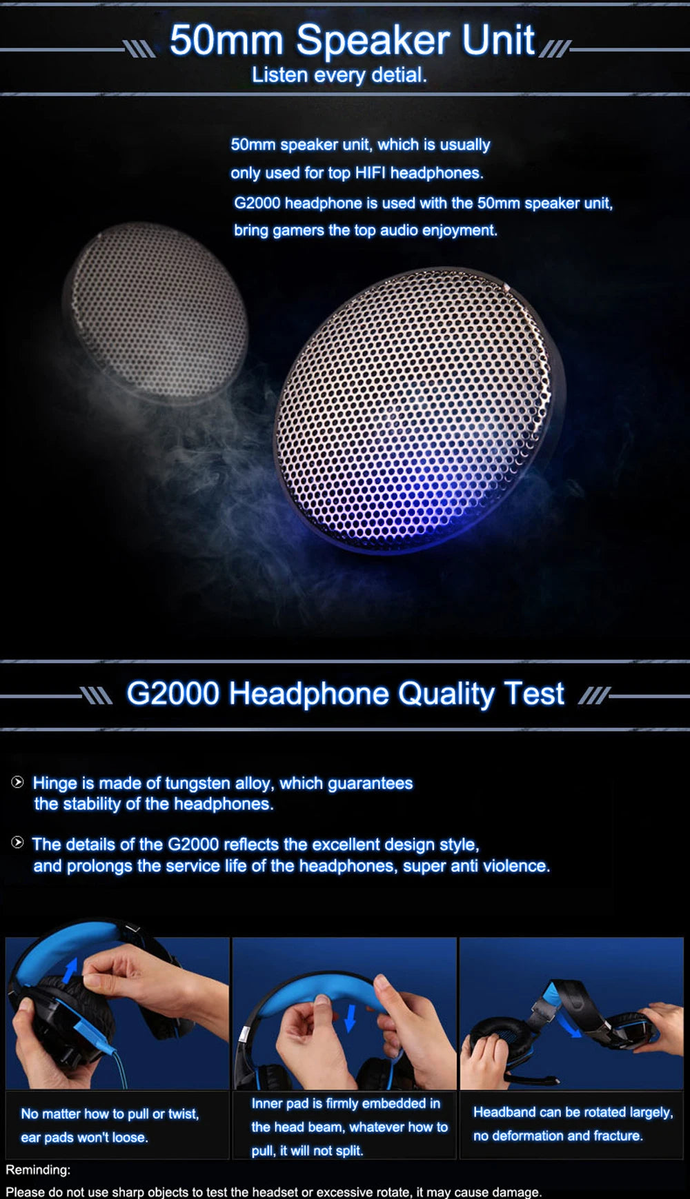 Casque Gaming G2000 – Son stéréo, basses profondes, casque filaire avec éclairage et microphone pour PS5, PS4, XBOX, PC, ordinateur portable