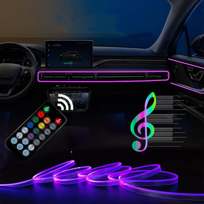 Bande lumineuse néon flexible à activation vocale automatique, éclairage décoratif LED ambiant, effet symphonie/coulée lumineuse, aussi fait pour accessoires d’éclairage de voiture.