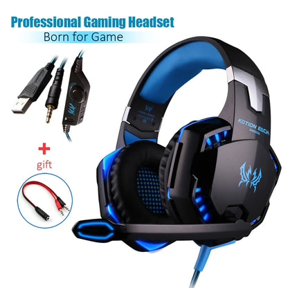 Casque Gaming G2000 – Son stéréo, basses profondes, casque filaire avec éclairage et microphone pour PS5, PS4, XBOX, PC, ordinateur portable