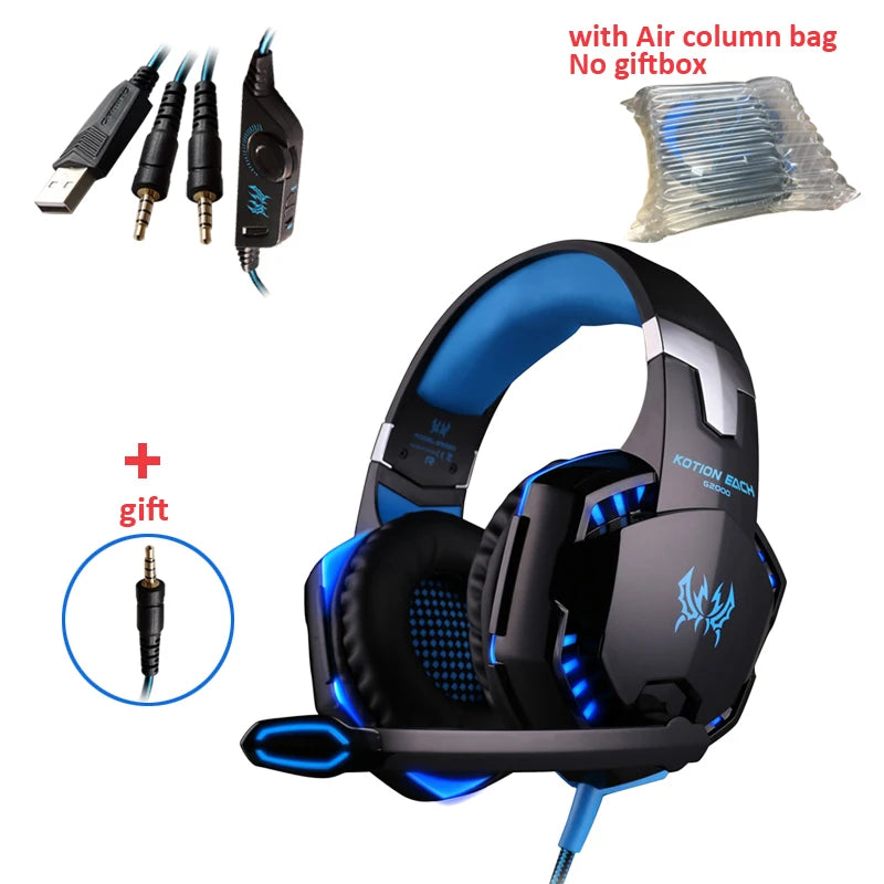 Casque Gaming G2000 – Son stéréo, basses profondes, casque filaire avec éclairage et microphone pour PS5, PS4, XBOX, PC, ordinateur portable