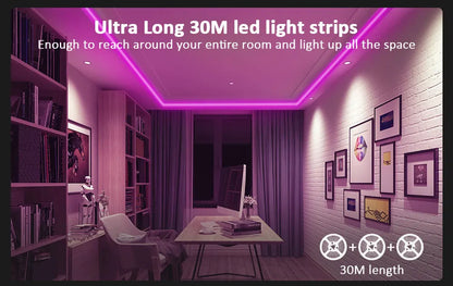 Bande LED intelligente avec contrôle via application, lumières RGB pour chambre, changement de couleur synchronisé avec la musique