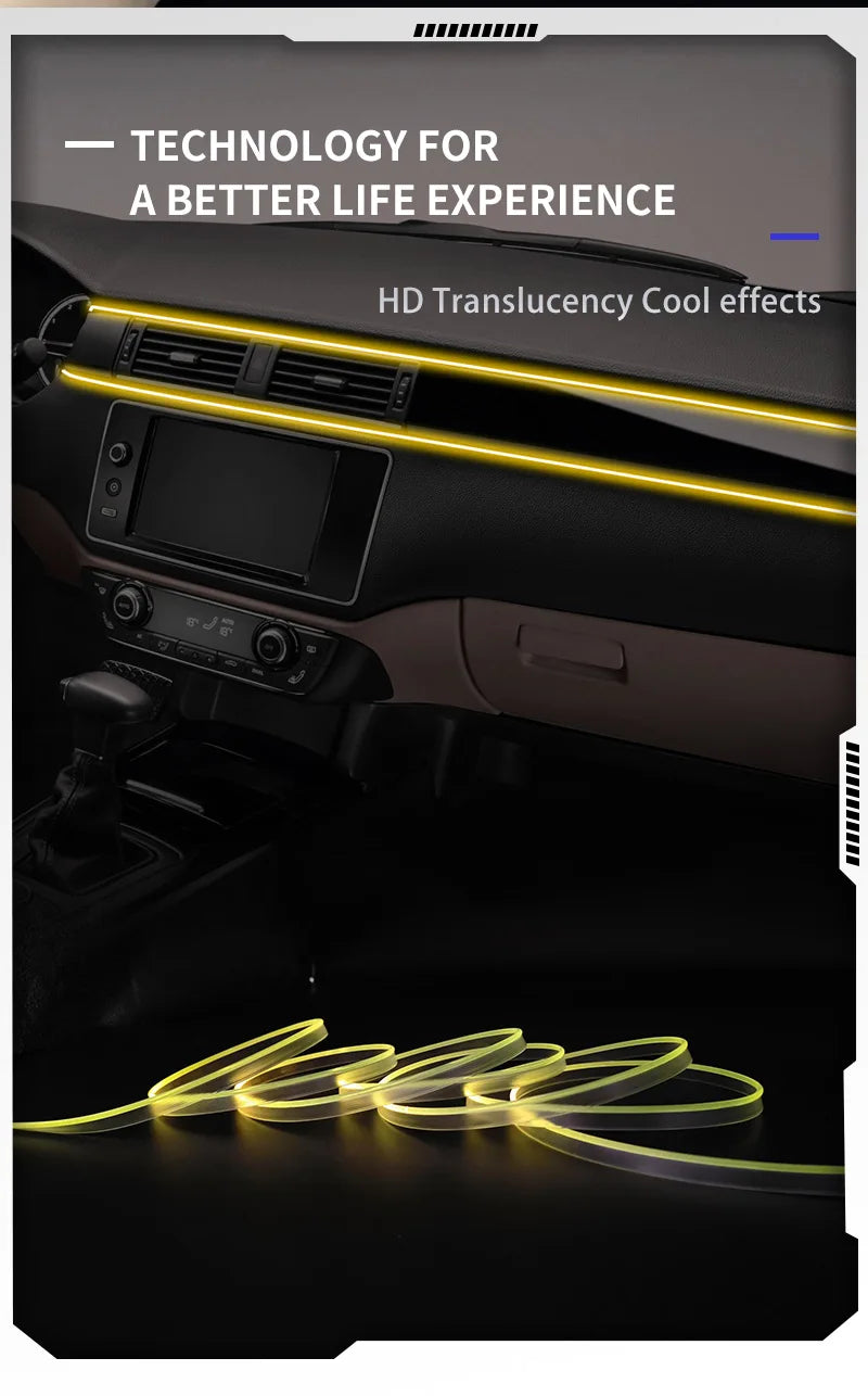 Bande lumineuse néon flexible à activation vocale automatique, éclairage décoratif LED ambiant, effet symphonie/coulée lumineuse, aussi fait pour accessoires d’éclairage de voiture.