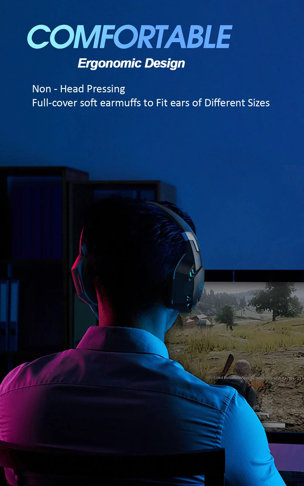 Casque Gaming G2000 – Son stéréo, basses profondes, casque filaire avec éclairage et microphone pour PS5, PS4, XBOX, PC, ordinateur portable