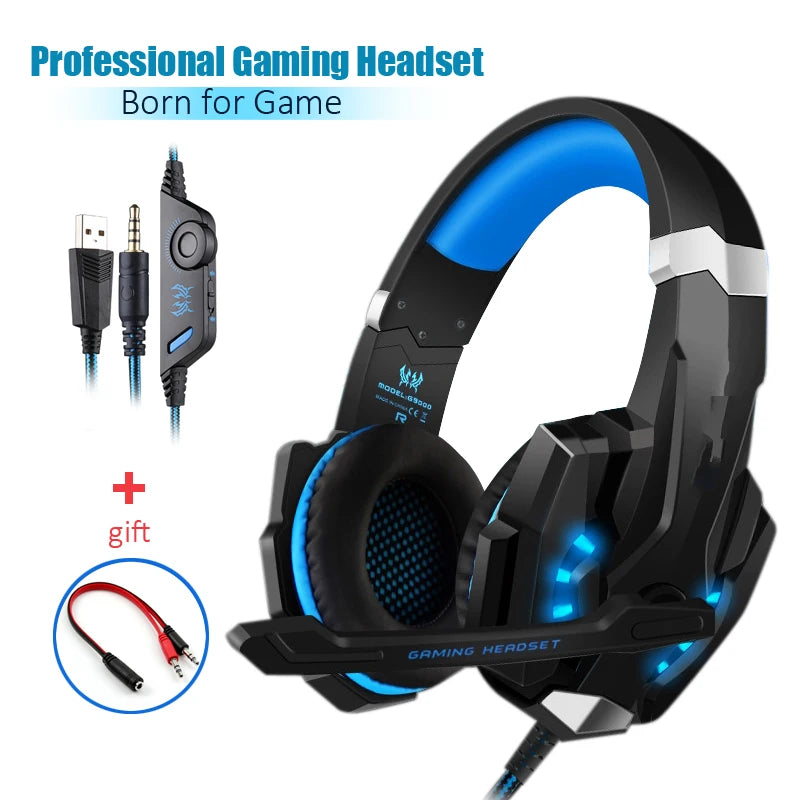 Casque Gaming G2000 – Son stéréo, basses profondes, casque filaire avec éclairage et microphone pour PS5, PS4, XBOX, PC, ordinateur portable
