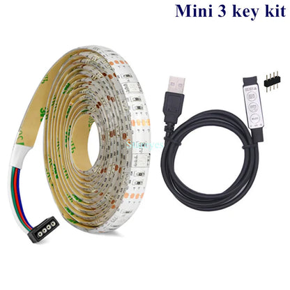 Bande LED RGB SMD 5050, bande lumineuse LED DC 5V USB, flexible, IP20/IP65 étanche, 1 m, 2 m, 3 m, 4 m, 5 m, avec télécommande pour arrière-plan TV.