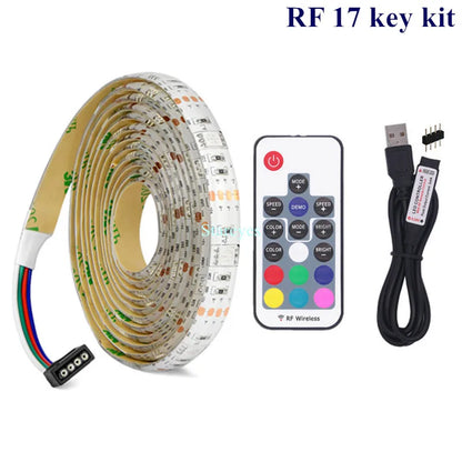 Bande LED RGB SMD 5050, bande lumineuse LED DC 5V USB, flexible, IP20/IP65 étanche, 1 m, 2 m, 3 m, 4 m, 5 m, avec télécommande pour arrière-plan TV.
