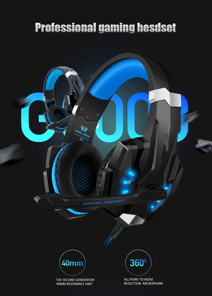 Casque Gaming G2000 – Son stéréo, basses profondes, casque filaire avec éclairage et microphone pour PS5, PS4, XBOX, PC, ordinateur portable
