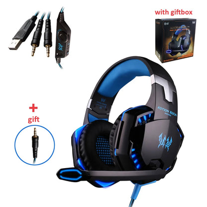 Casque Gaming G2000 – Son stéréo, basses profondes, casque filaire avec éclairage et microphone pour PS5, PS4, XBOX, PC, ordinateur portable