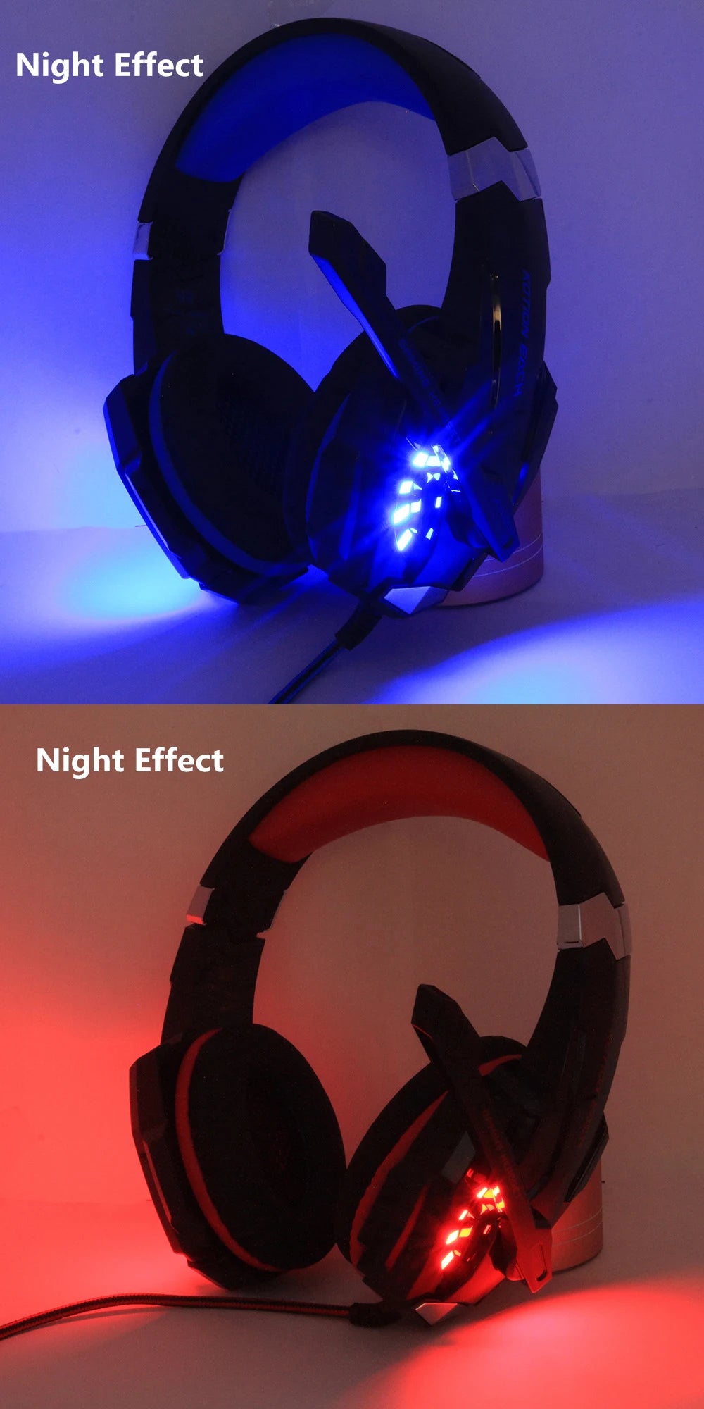 Casque Gaming G2000 – Son stéréo, basses profondes, casque filaire avec éclairage et microphone pour PS5, PS4, XBOX, PC, ordinateur portable