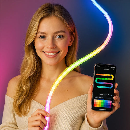 Bande LED COB RGB à effet magique – Haute luminosité, faible chute de tension, éclairage sans points, contrôle à distance, couleurs rêve (Dream Color) avec puce IC intégrée.