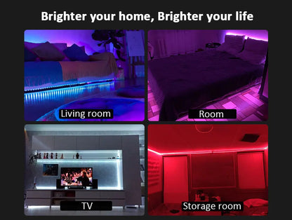 Bande LED intelligente avec contrôle via application, lumières RGB pour chambre, changement de couleur synchronisé avec la musique