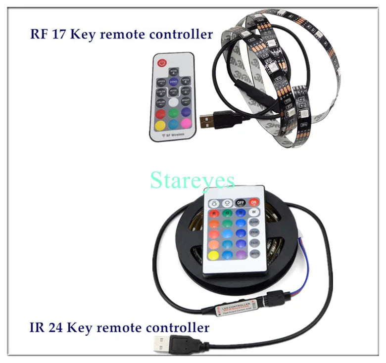 Bande LED RGB SMD 5050, bande lumineuse LED DC 5V USB, flexible, IP20/IP65 étanche, 1 m, 2 m, 3 m, 4 m, 5 m, avec télécommande pour arrière-plan TV.