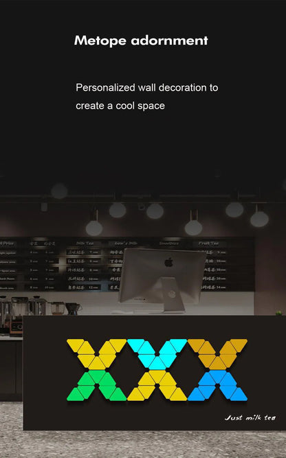 Lampe Murale Triangulaire LED RGB – Lampe Quantique Intelligente Éclairage d’Ambiance avec Réaction au Rythme – Lumière de Fond pour Chambre, Chevet, Bureau, Décoration