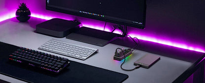 RSHTECH – Hub USB 3.0 RGB avec 7 ports, répartiteur de données 5 Gbps et 14 modes d’éclairage, pour ordinateur, PC portable et accessoires.
