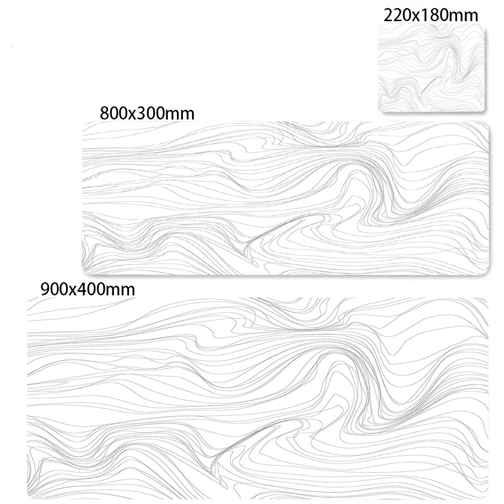 Tapis de souris artistique 900x400 — noir et blanc, grand tapis de bureau XXL, protège-bureau pour ordinateur portable ou PC, surface effet liquide Strata.