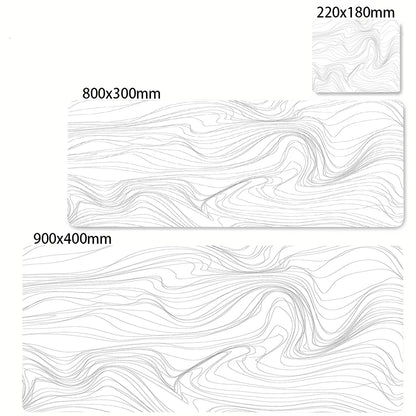 Tapis de souris artistique 900x400 — noir et blanc, grand tapis de bureau XXL, protège-bureau pour ordinateur portable ou PC, surface effet liquide Strata.