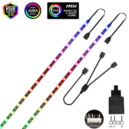 Addressable Rainbow PC Digital WS2812b LED Strip Light for 5V 3pin ARGB Header PC Case Asus Aura Sync RGBIC Fusion MSI Mystic