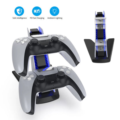 Station de charge rapide pour manette PS5, socle de chargement pour deux manettes, station de charge pour les manettes sans fil DualSense de la PlayStation 5.