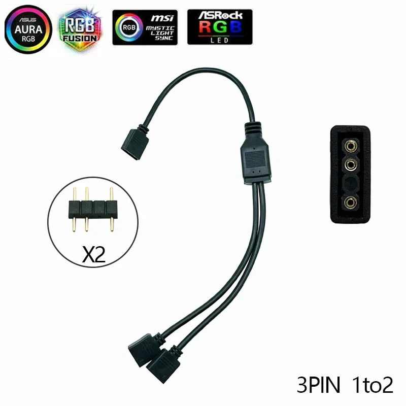 Addressable Rainbow PC Digital WS2812b LED Strip Light for 5V 3pin ARGB Header PC Case Asus Aura Sync RGBIC Fusion MSI Mystic