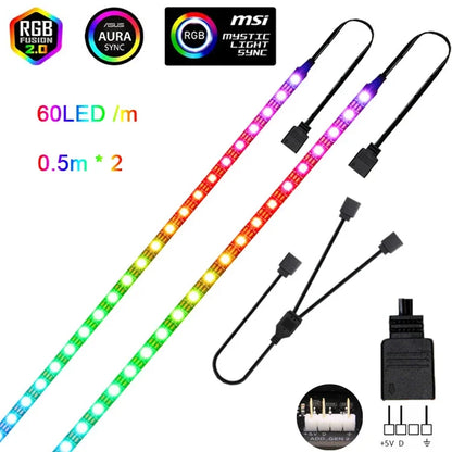 Addressable Rainbow PC Digital WS2812b LED Strip Light for 5V 3pin ARGB Header PC Case Asus Aura Sync RGBIC Fusion MSI Mystic