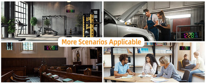 Horloge murale numérique 16" grande, grand affichage LED avec télécommande, 8 couleurs RGB, alarme, changement d’heure été/hiver (DST), température, pour salon et cuisine.