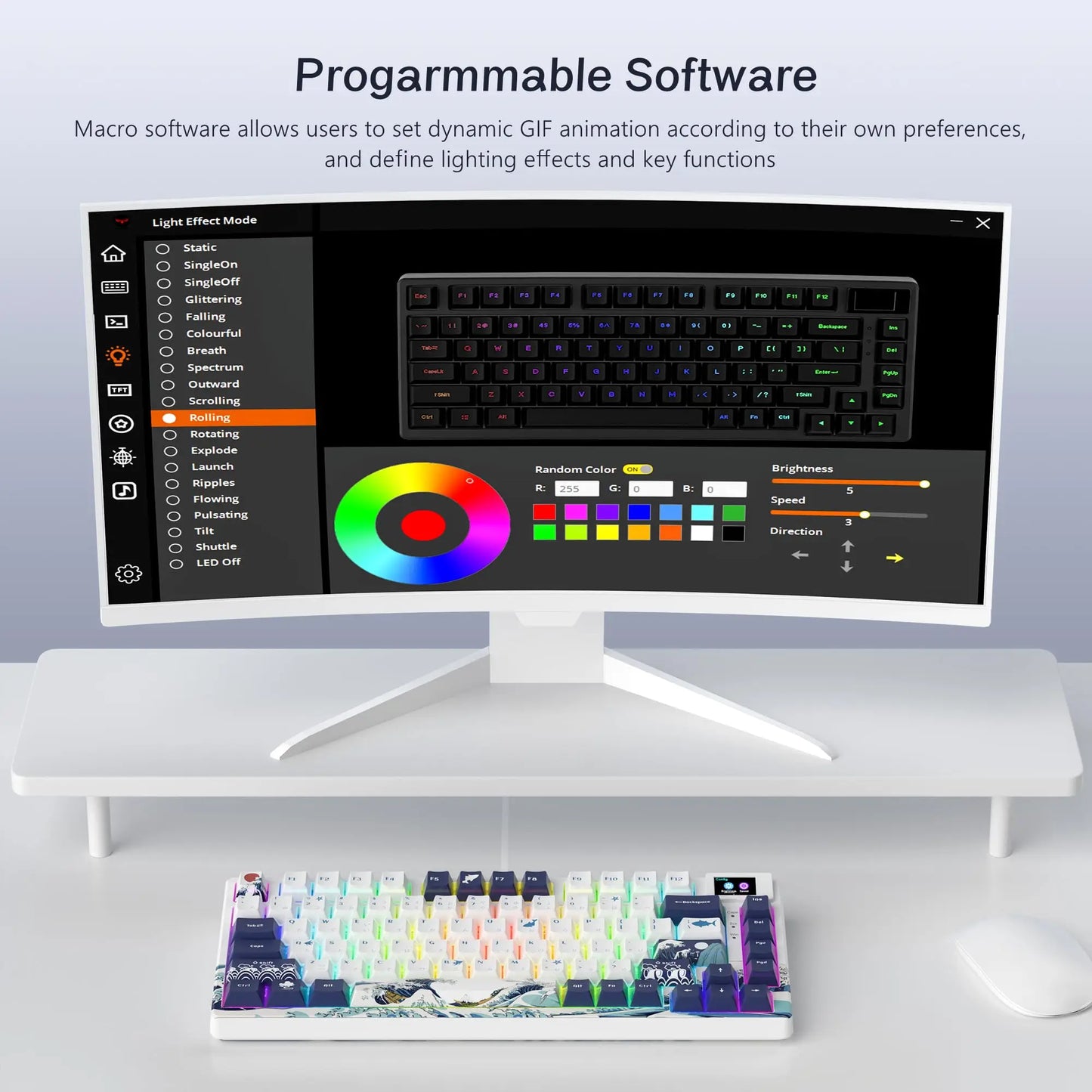 Womier SK80 – Clavier mécanique 75% RGB Hot-Swap petit écran personnalisable