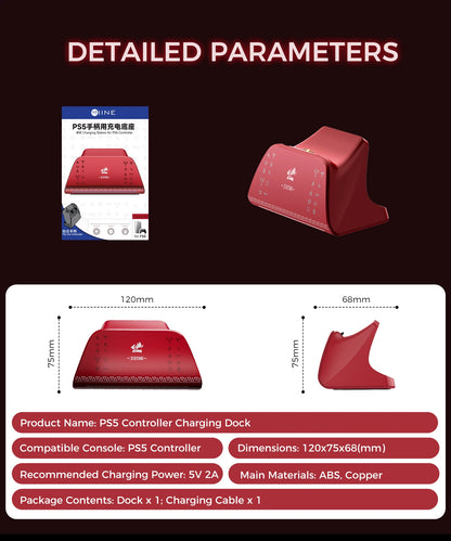 Station de charge IINE pour manette PS5, design antidérapant, indicateur LED, protection contre la surcharge, charge rapide