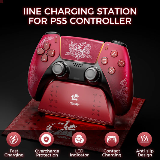 Station de charge IINE pour manette PS5, design antidérapant, indicateur LED, protection contre la surcharge, charge rapide