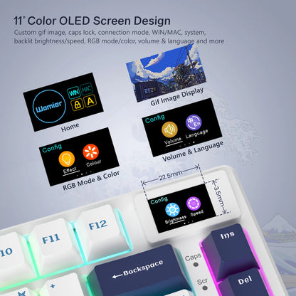 Womier SK80 – Clavier mécanique 75% RGB Hot-Swap petit écran personnalisable