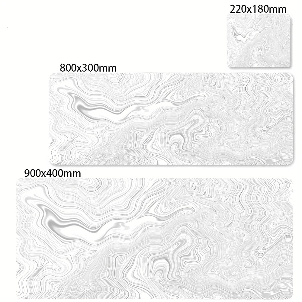 Tapis de souris artistique 900x400 — noir et blanc, grand tapis de bureau XXL, protège-bureau pour ordinateur portable ou PC, surface effet liquide Strata.