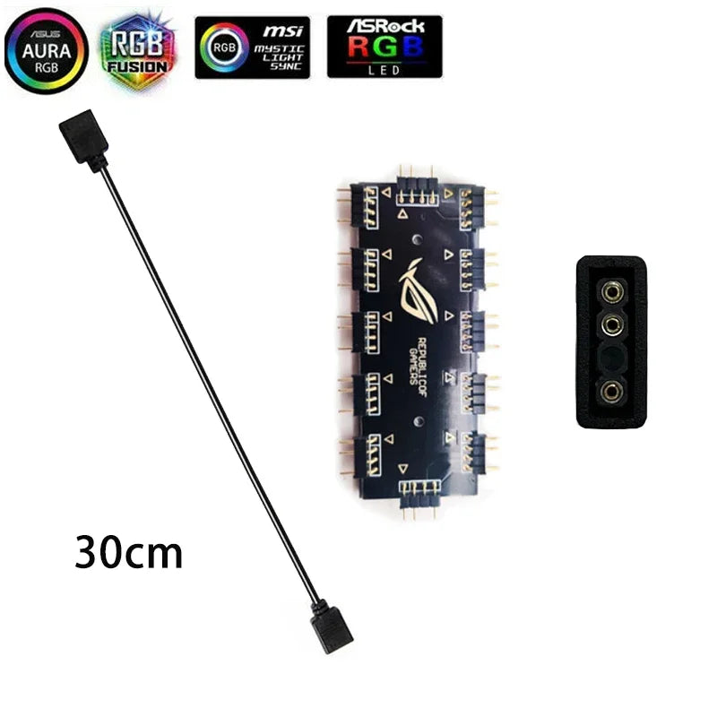 Addressable Rainbow PC Digital WS2812b LED Strip Light for 5V 3pin ARGB Header PC Case Asus Aura Sync RGBIC Fusion MSI Mystic