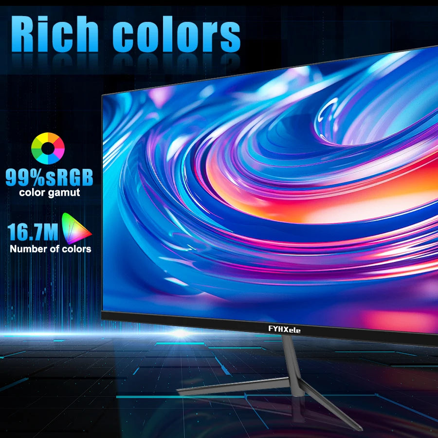 Moniteur gamer FYHXele 24 pouces 100 Hz, écran de bureau 1080p, temps de réponse 2 ms, écran soin des yeux, LCD, prise en charge HDR, G-Sync, VESA