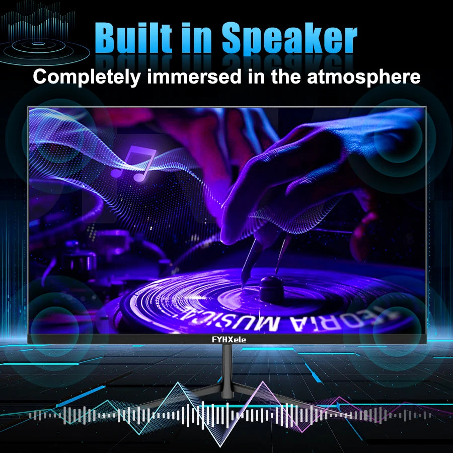 Moniteur gamer FYHXele 24 pouces 100 Hz, écran de bureau 1080p, temps de réponse 2 ms, écran soin des yeux, LCD, prise en charge HDR, G-Sync, VESA