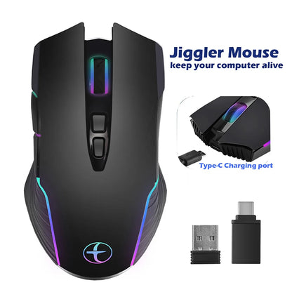 Souris de jeu sans fil 2,4 GHz à 7 boutons, rechargeable, avec récepteurs USB et Type-C