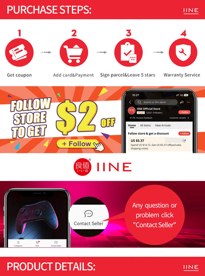 Station de charge IINE pour manette PS5, design antidérapant, indicateur LED, protection contre la surcharge, charge rapide