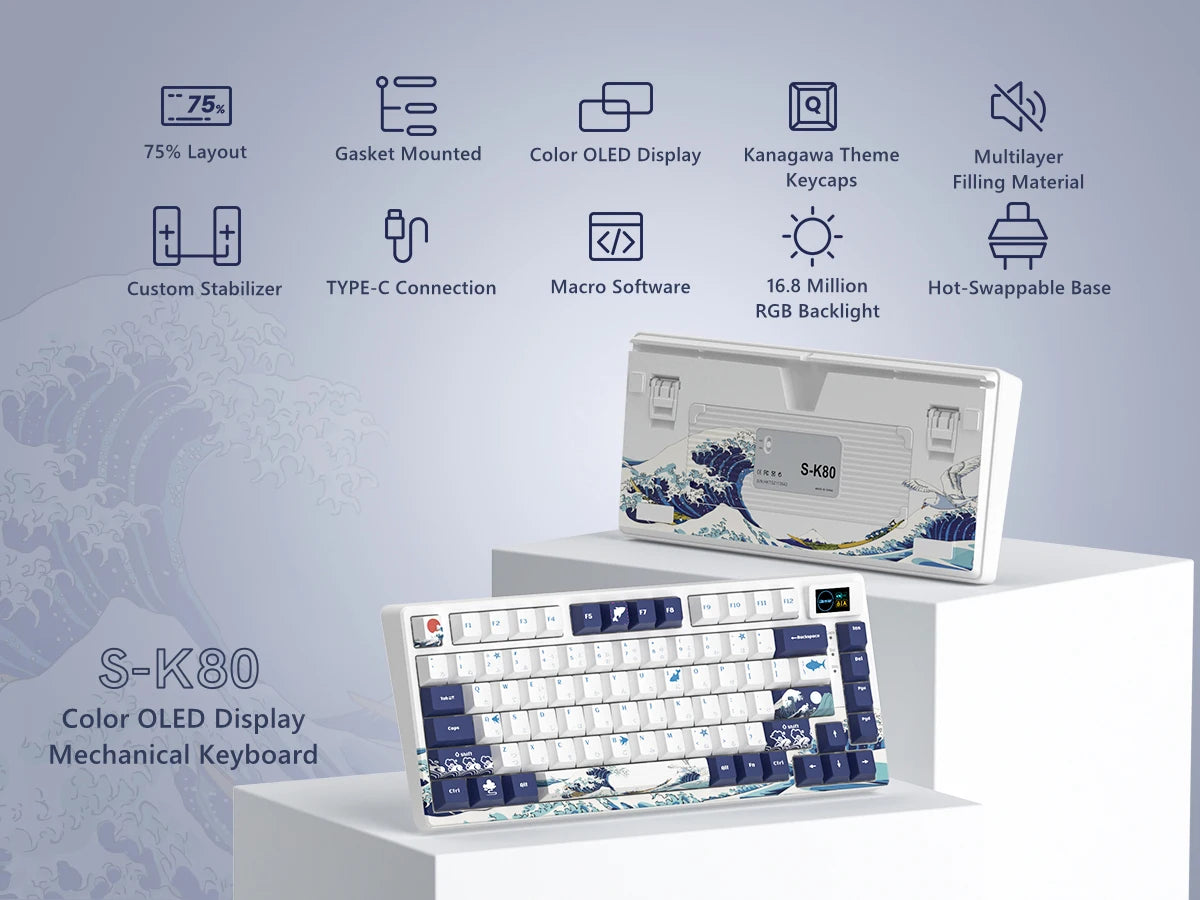 Womier SK80 – Clavier mécanique 75% RGB Hot-Swap petit écran personnalisable