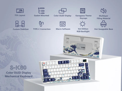 Womier SK80 – Clavier mécanique 75% RGB Hot-Swap petit écran personnalisable