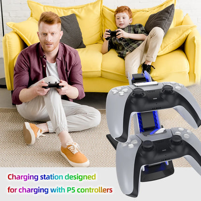 Station de charge rapide pour manette PS5, socle de chargement pour deux manettes, station de charge pour les manettes sans fil DualSense de la PlayStation 5.