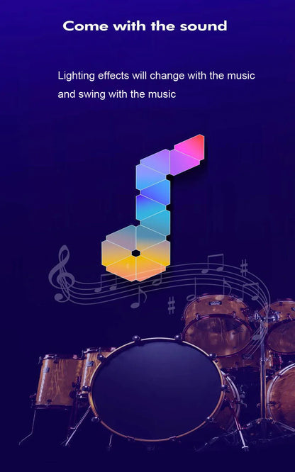 Lampe Murale Triangulaire LED RGB – Lampe Quantique Intelligente Éclairage d’Ambiance avec Réaction au Rythme – Lumière de Fond pour Chambre, Chevet, Bureau, Décoration